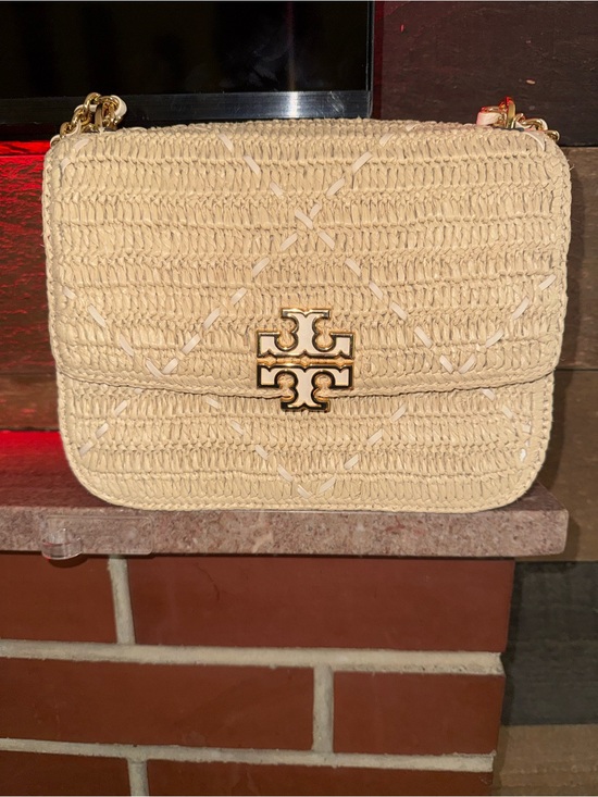Tory Burch Handbags - Tory Burch Britten Raffia Crochet Small Adjustable Shoulder Bag